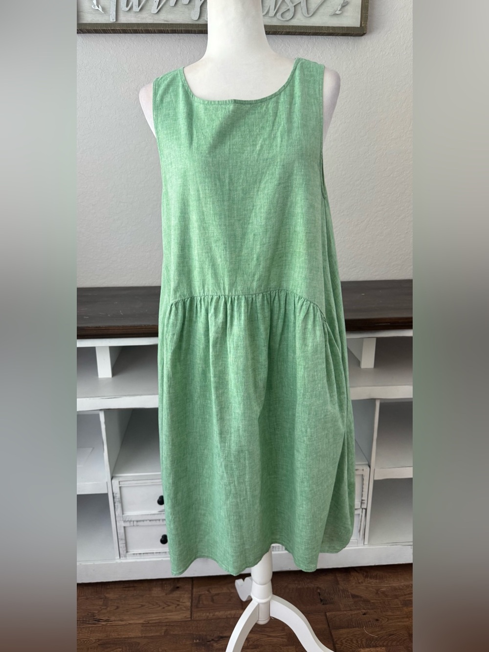 Gorman Green Cotton Linen Midi Dress Women's‎ Size 12 Australia EE